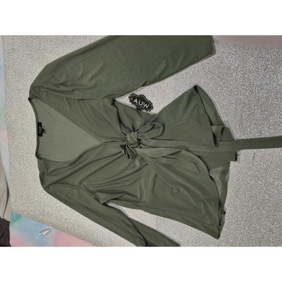 Stylish Tie-Front Long Sleeve Blouse - Picture 4 of 12